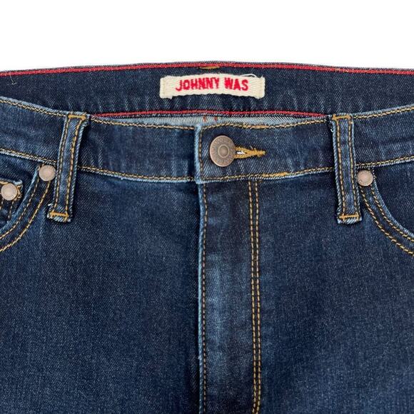 Johnny Was Skinny Jeans High Rise Dark‎ Wash Stretch Size 32 - Picture 4 of 11